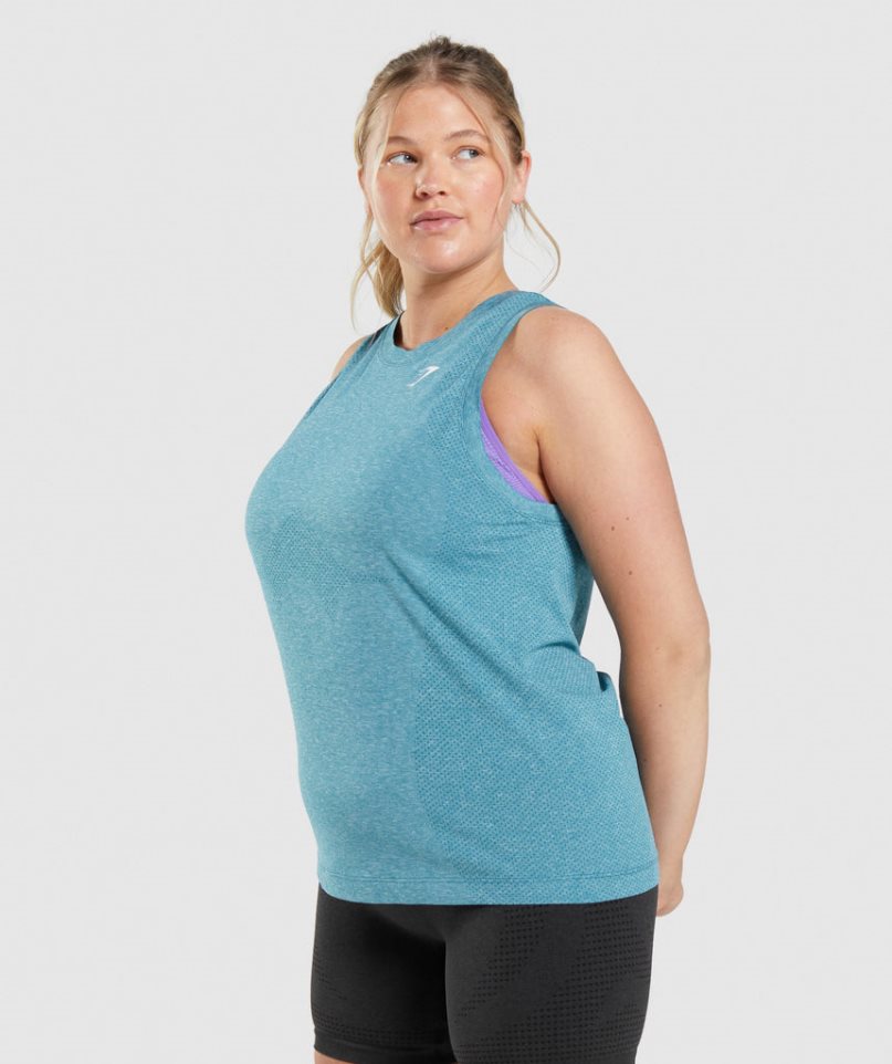 Women's Gymshark Vital Seamless 2.0 Light Tanks Turquoise | NZ 0FUKBO